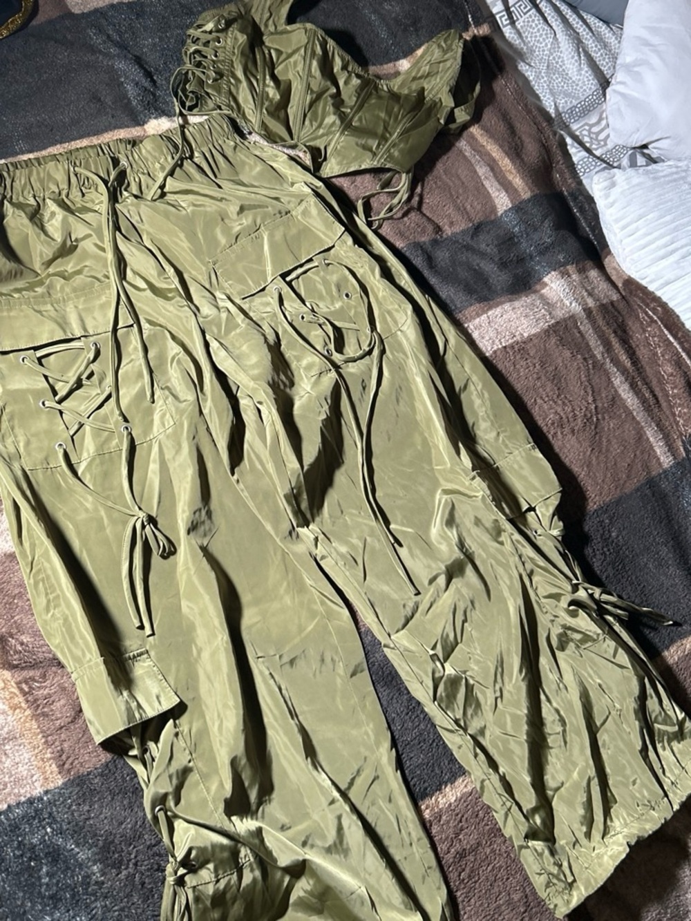 kate spade olive green clutch/wristlet
